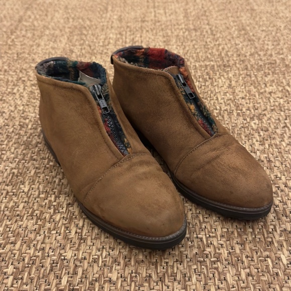 Vintage Hush Puppies Suede Plaid Sherpa Lined Ankle Boots with Zipper - Picture 3 of 14